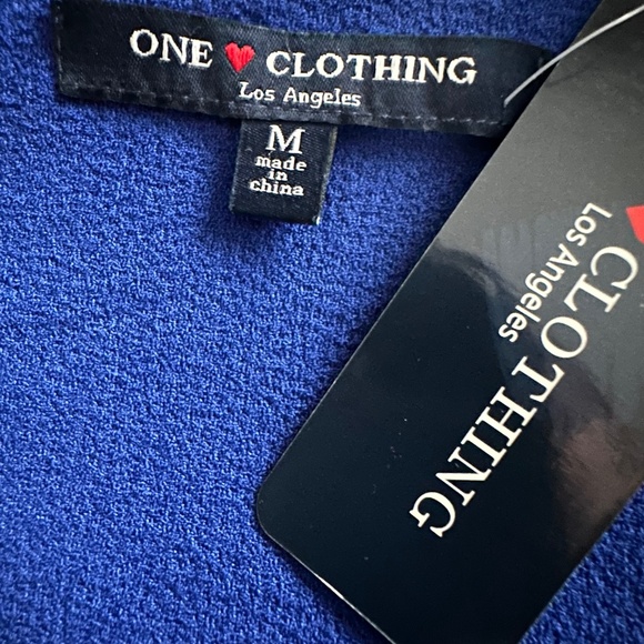 one clothing Women M Royal Blue Short Sleeve Round Neck Relaxed Tunic Mini Dress - Picture 12 of 13